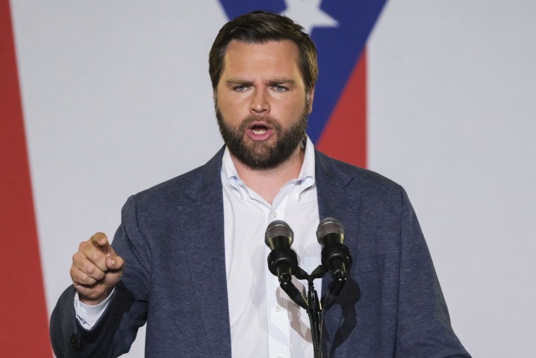 JD Vance addresses a rally on July 1, 2021, in Middletown, Ohio, where he announced his campaign to fill the Senate seat that will be vacated by Sen. Rob Portman.