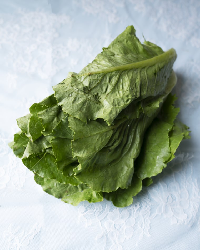 Look for firm, tight heads when shopping for romaine lettuce.