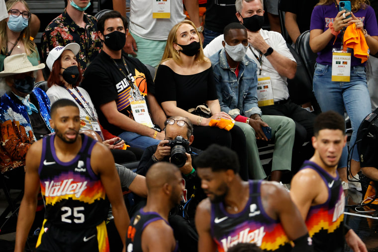 Adele makes rare public appearance courtside at NBA Finals