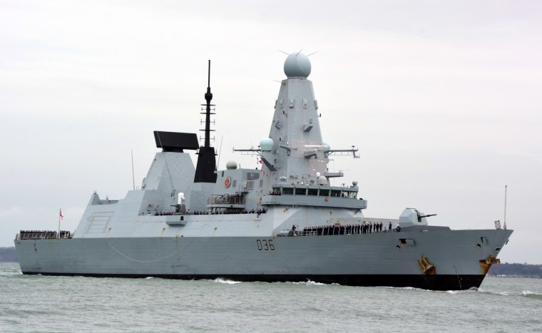 Image: Russian forces fire warning shots at Royal Navy destroyer