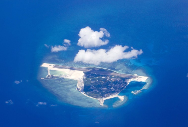 Image: An aerial view of Sansha city on Yongxing Island of the Xisha Islands, also known as the Paracel Islands, in South China Sea.