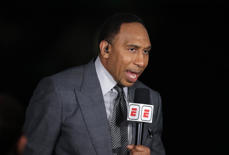 Image: ESPN analyst Stephen A. Smith during Game Three of the NBA Finals between the Milwaukee Bucks and the Phoenix Suns at Fiserv Forum