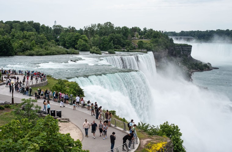 Image: Niagara Falls State Park offers a side view of the falls on June 25, 2021 as the Canadian border remained closed to the public.