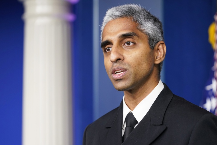 Surgeon General Dr. Vivek Murthy speaks at the White House on July 15, 2021.