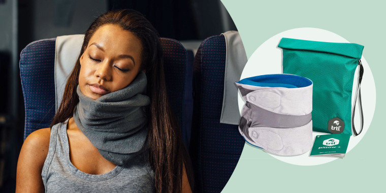 Woman sleeping wearing a TRTL neck pillow and a neck pillow set. Order now before it's too late. Today only you can get Trtl's popular travel pillows, the Trtl Pillow Plus and the Trtl Pillow Original, for 20% off on Amazon.