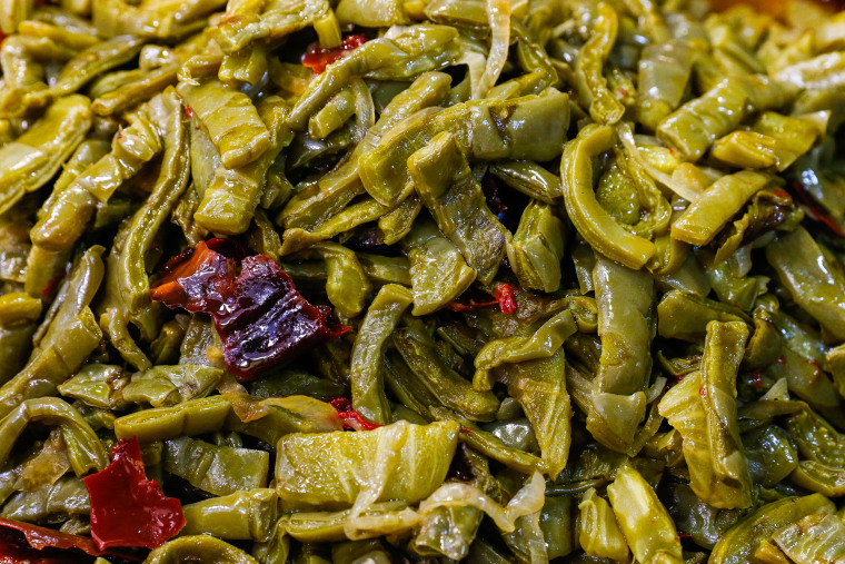 Prepared nopal cactus salad in a market in Tlalpan - Mexico City, Mexico