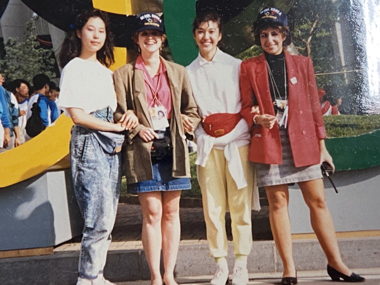 Mathisen (far right) at the 1988 Seoul Olympics. "The old motto was, 'Join the TODAY Show, see the world,' and it was really true," she said. 