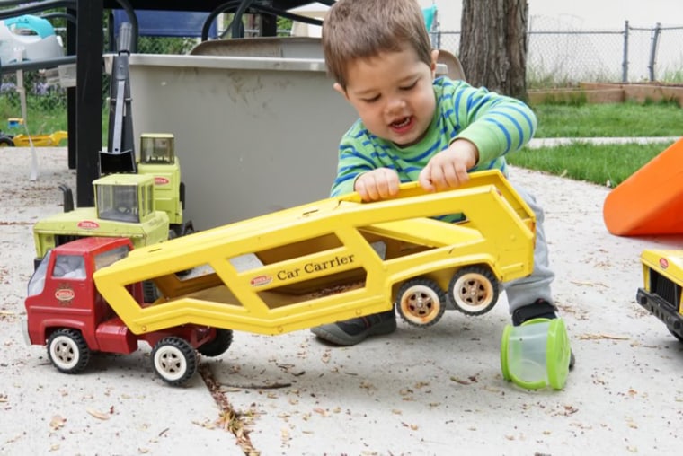 Mary O'Neill gave Benjamin Olson a box of toys that belonged to her late son. 