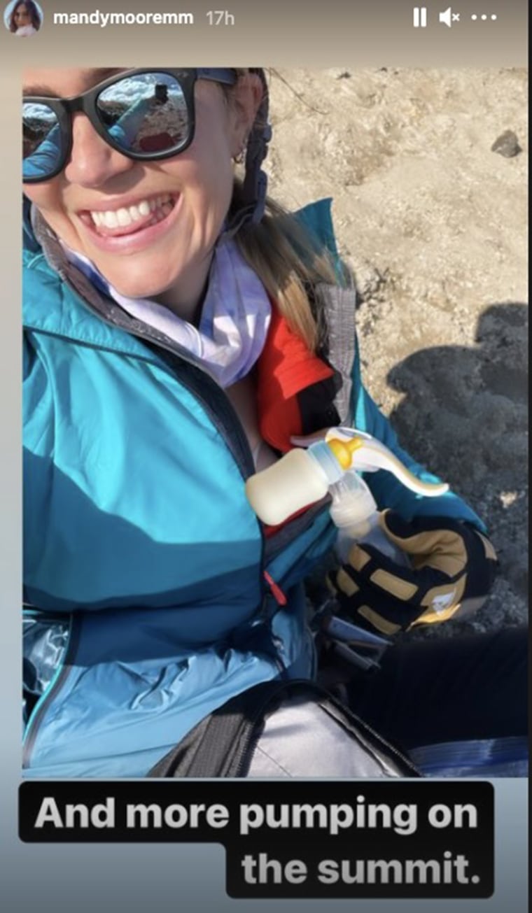 Moore brought along her 5-month-old son Gus - and a breast pump - when she recently hiked Washington's Mount Baker.