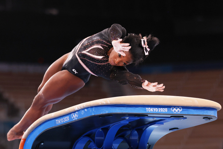 Simone Biles during podium training at Tokyo Olympics