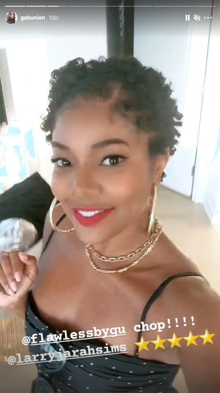 Gabrielle Union shows off her new haircut.