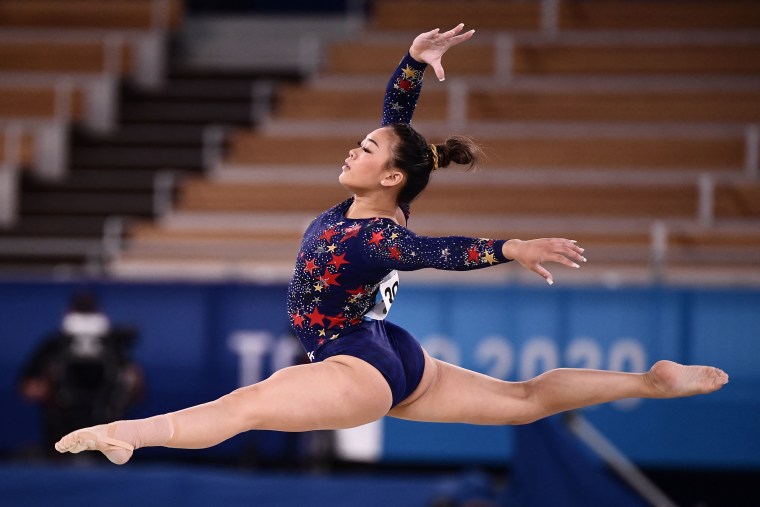 USA's Sunisa Lee competes in the floor event