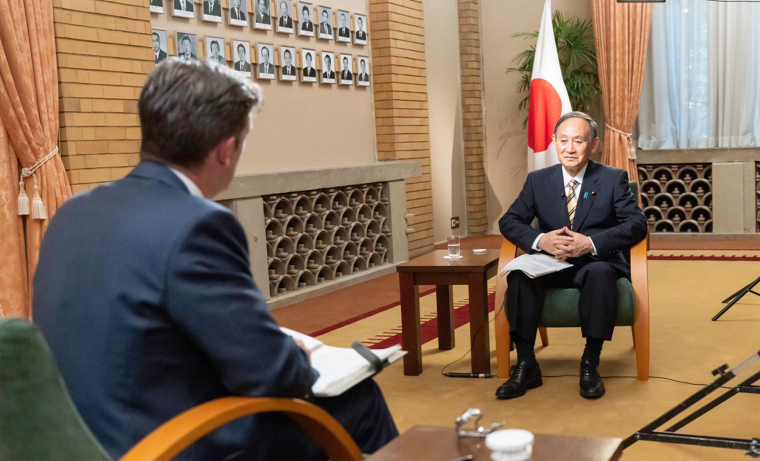 Image: Keir Simmons interviews Japan's Prime Minister Yoshihide Suga in Tokyo.