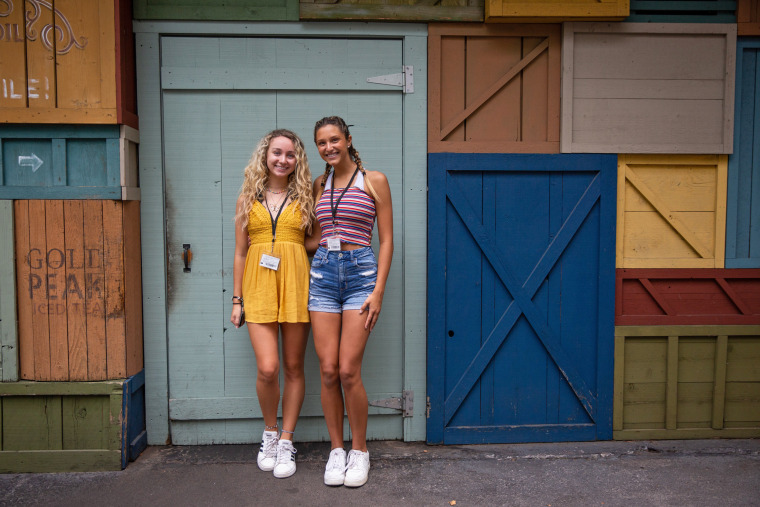 Rachel Nelson, 18, left, and Emma Short, 18, best friends and incoming freshman at the University of Tennessee Knoxville, at Dollywood in Pigeon Forge, Tenn.