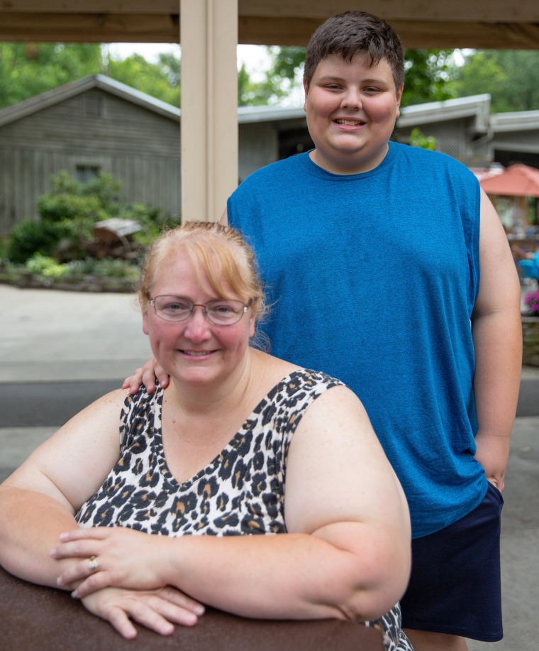 Image: Kimberly Gadd with her son Wesley, 11.