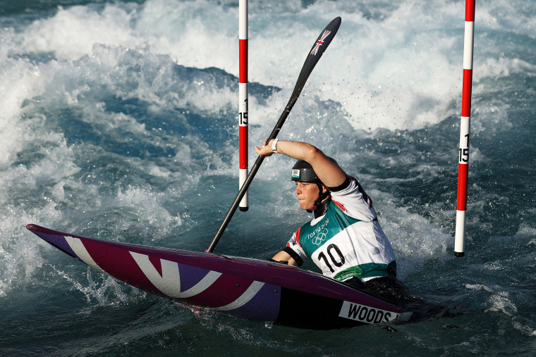 Kimberley Woods of Team Great Britain competes in the Women's Kayak Slalom Heats 2nd Run on day two of the Tokyo Games on July 25, 2021.