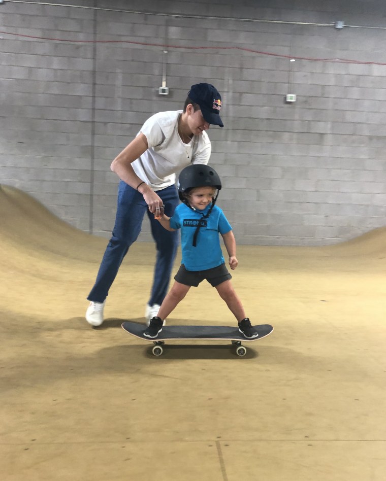 Olympian Jagger Eaton and Fritz Krieger ride together at Eaton's family's gym in Mesa, Arizona, in 2019.