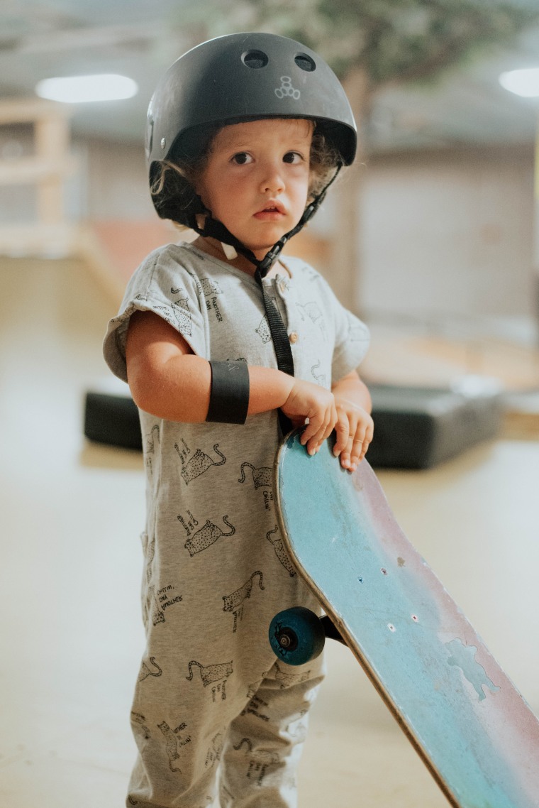 Fritz Krieger loves to play at the Eatons' gym with his brothers.