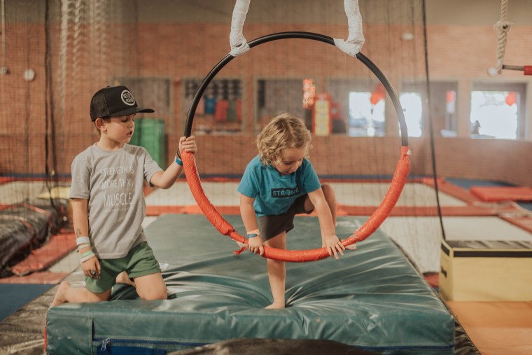 Brothers Fritz and Hans play together at Kids That Rip.