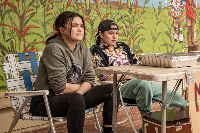 Devery Jacobs (left) as Elora Danan Postoak and Paulina Alexis as Willie Jack in a still from the second episode of "Reservation Dogs."