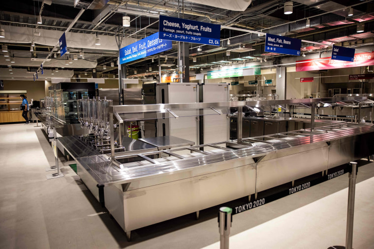 A view of the main dining hall of the Olympic Village