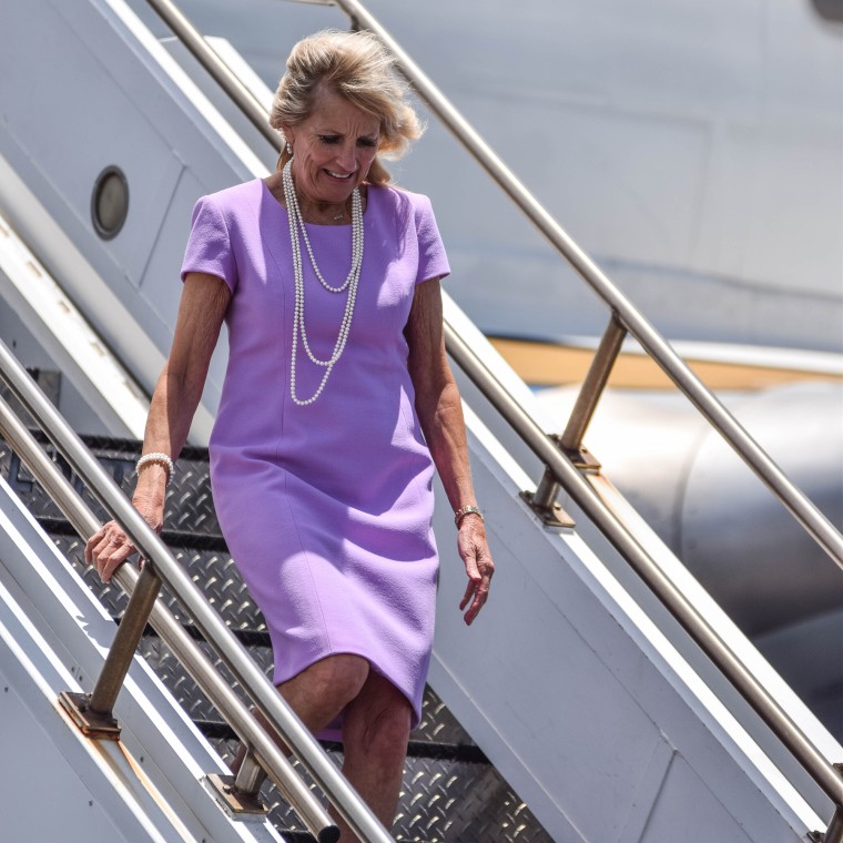 First lady Jill Biden disembarks in Hawaii.