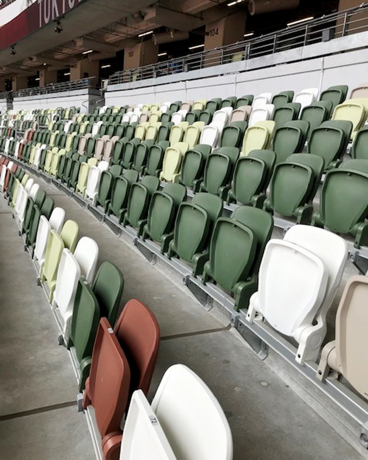 Image: Empty seats at Tokyo Olympic Stadium.