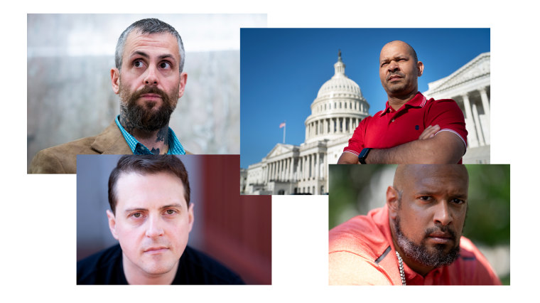 Image: Metropolitan Police Officer Michael Fanone, Capitol Police Sgt. Aquilino Gonell, Capitol Police Officer Harry Dunn and Metropolitan Police Officer Daniel Hodges