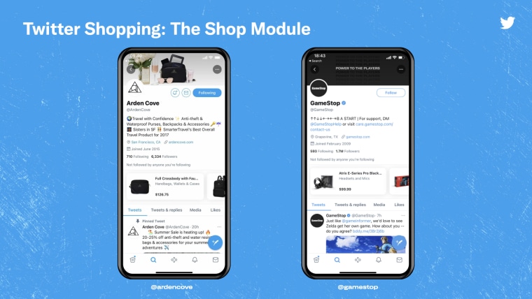 Image: Shop Module, Twitter's new pilot shopping tool
