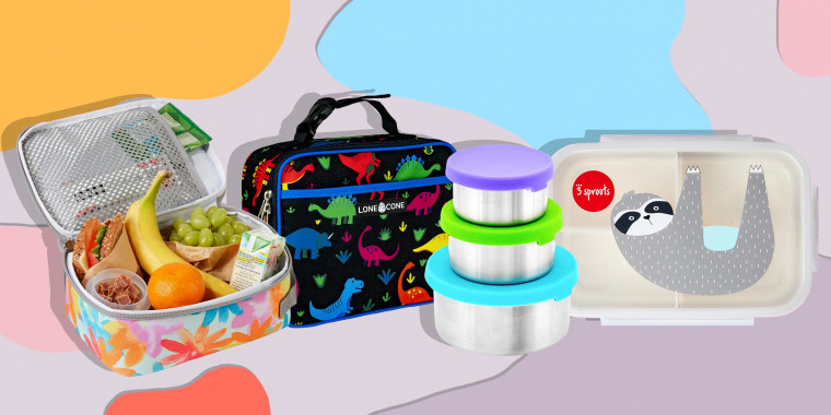 Illustration of four different types of kids lunchboxes