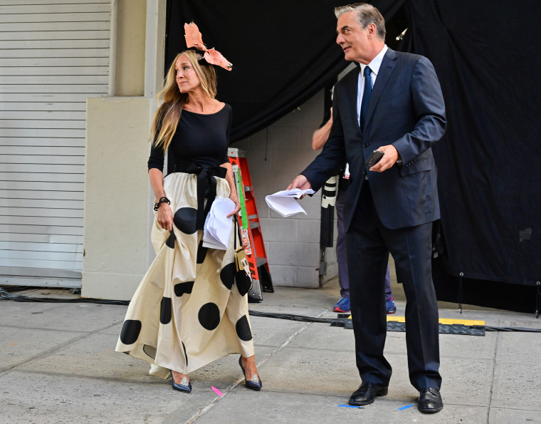 Sarah Jessica Parker and Chris Noth filming "Sex and the City" sequel series