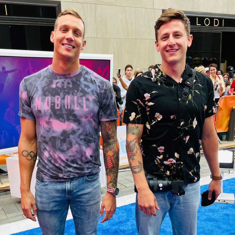 Caeleb Dressel and TODAY's Nathan "Photo Nate" Congleton looked like they could be brothers. 