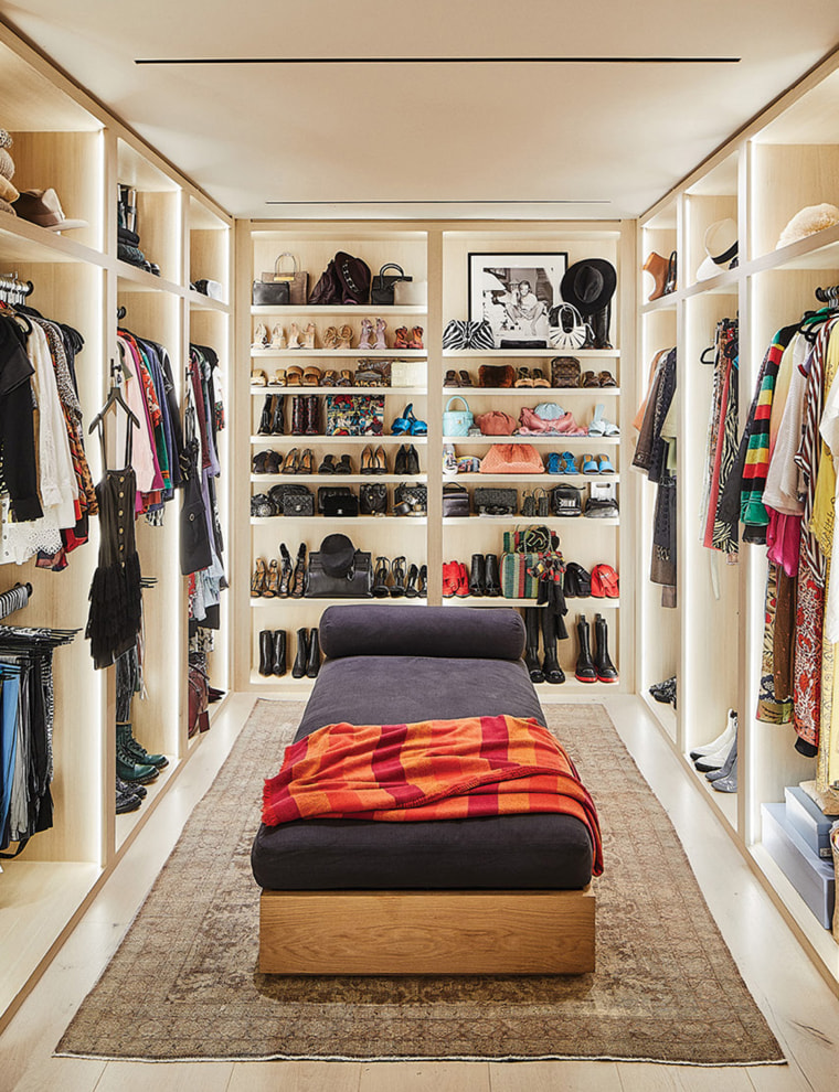 Peek inside a supermodel's closet: Prinsloo's dressing room has its own daybed. 