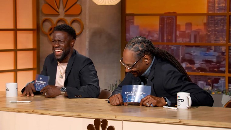"Olympics Highlights" co-hosts Kevin Hart and Snoop Dogg attempted karate. 