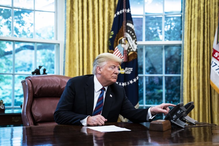 President Donald J. Trump speaks with Mexican President Enrique Pe?a Nieto by phone on Aug 27, 2018, in Washington.