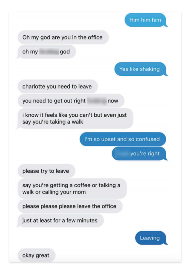 Image: Charlotte Bennett's messages to a friend on June 5, 2020.