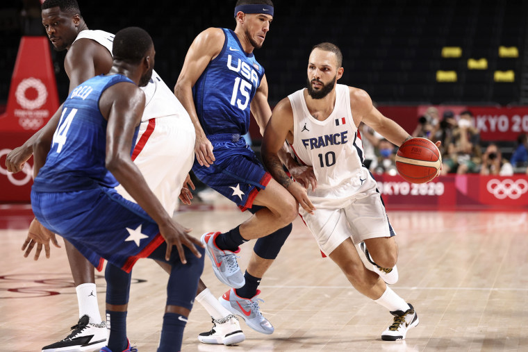 USA's Devin Booker in action during the Men's Gold Medal match at the  Saitama Super Arena