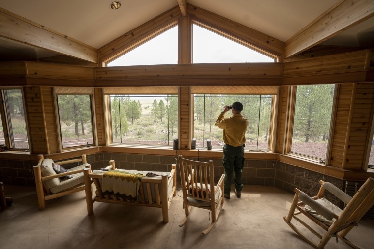 Pete Caligiuri, Oregon Forest Program Director for The Nature Conservancy, takes in the view from the Jim Castles Applied Research Station on the Sycan Marsh Preserve on July 30, 2021.