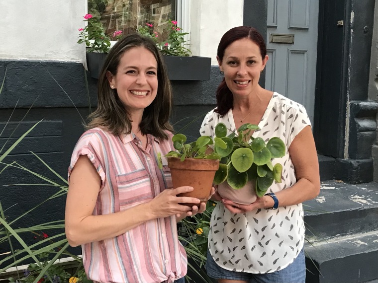 TODAY contributor Julie Pennell (left) poses with her neighbor who shared a plant clipping via their local Buy Nothing group. 
