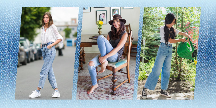 Three different Woman wearing denim jeans