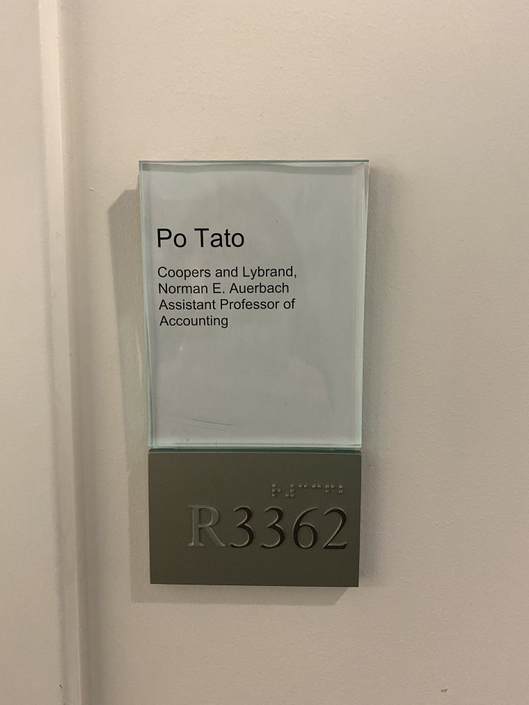 Ball has a new nametag outside of his office, courtesy of supportive colleagues.