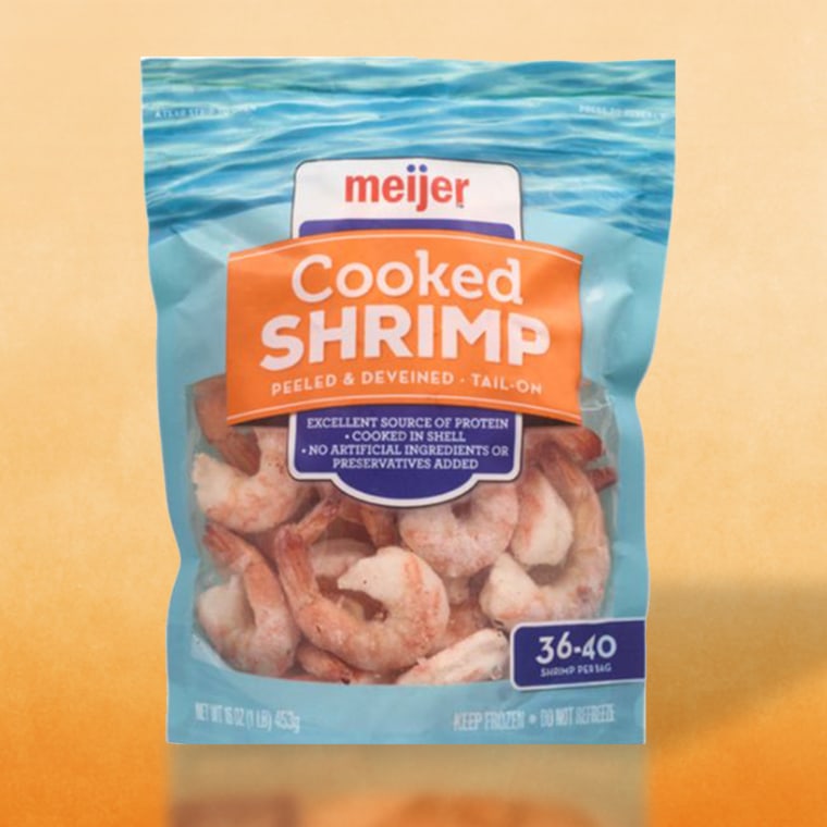 One of the frozen shrimp products being recalled include this 16-ounce bag of frozen cooked shrimp from Meijer.