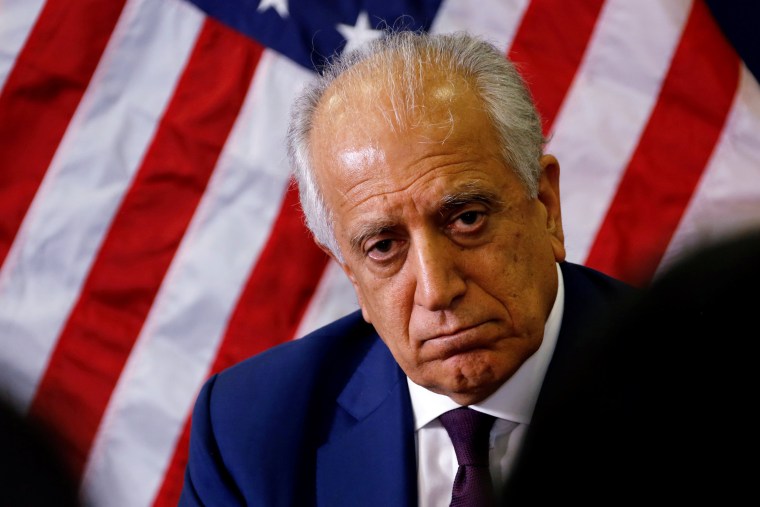 Image: U.S. special envoy for peace in Afghanistan, Zalmay Khalilzad, talks with local reporters at the U.S. embassy in Kabul