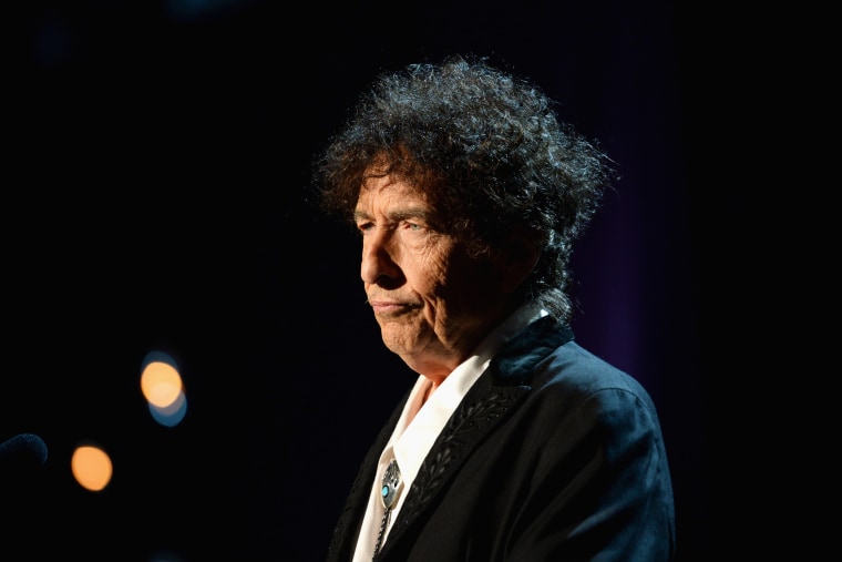 Bob Dylan speaks in Los Angeles on Feb. 6, 2015.