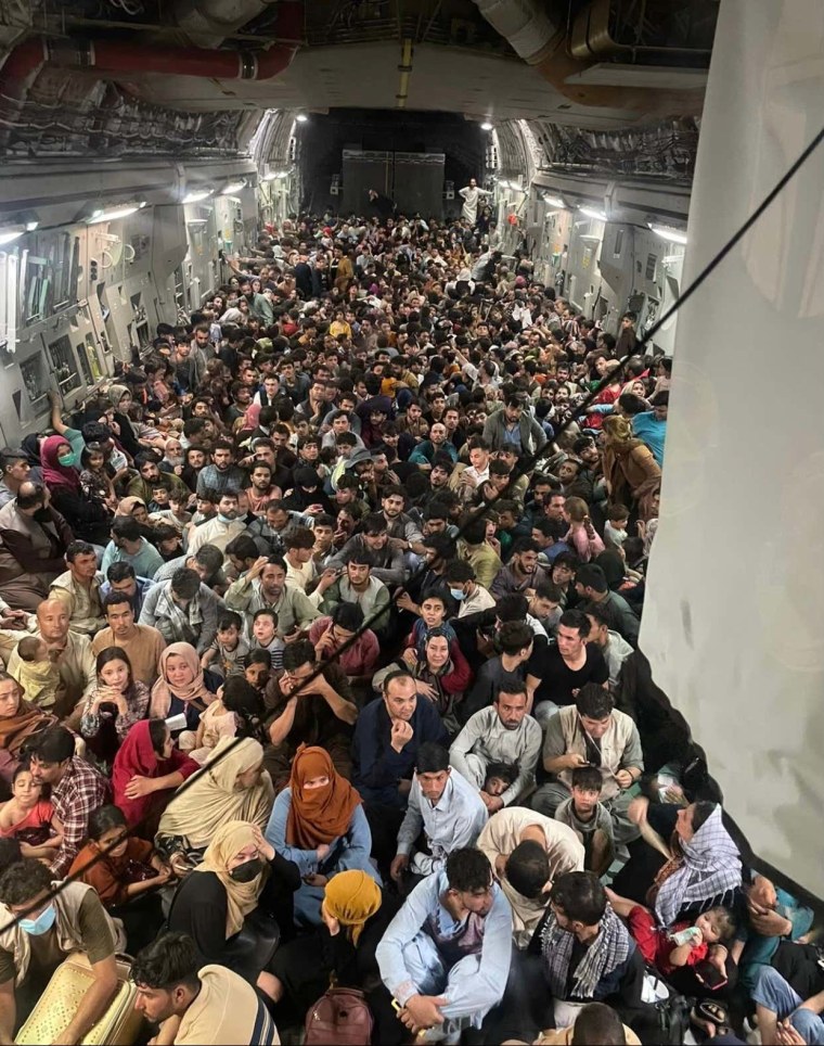 IMage: A U.S. Air Force C-17 Globemaster III safely evacuated some 640 Afghans from Kabul late Sunday