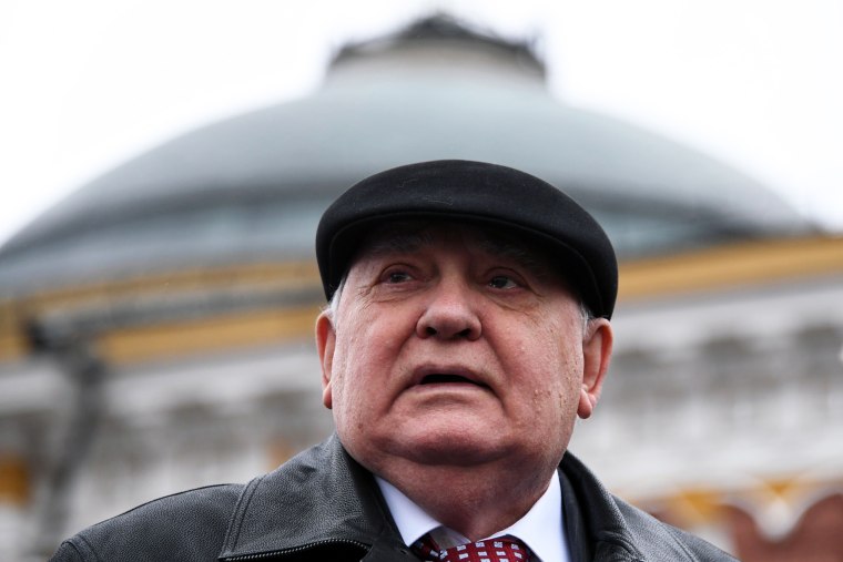 Former head of the Soviet Union Mikhail Gorbachev attends the Victory Day military parade at Red Square in Moscow on May 9, 2017.