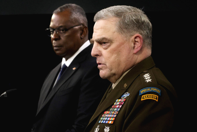 Image: Defense Secretary Lloyd Austin And Army Secretary Gen. Mark Milley Hold Briefing At Pentagon