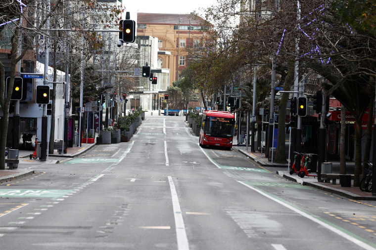 Image: A deserted Queen St in Auckland's CBD on Aug. 19, 2021 in Auckland, New Zealand.