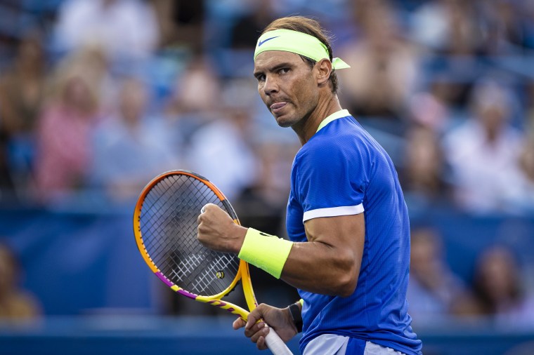 Image: Rafael Nadal of Spain celebrates during the Citi Open at Rock Creek Park Tennis Center.
