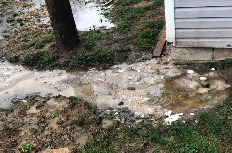 Sewage at Walter Byrd's residence in March 2019.